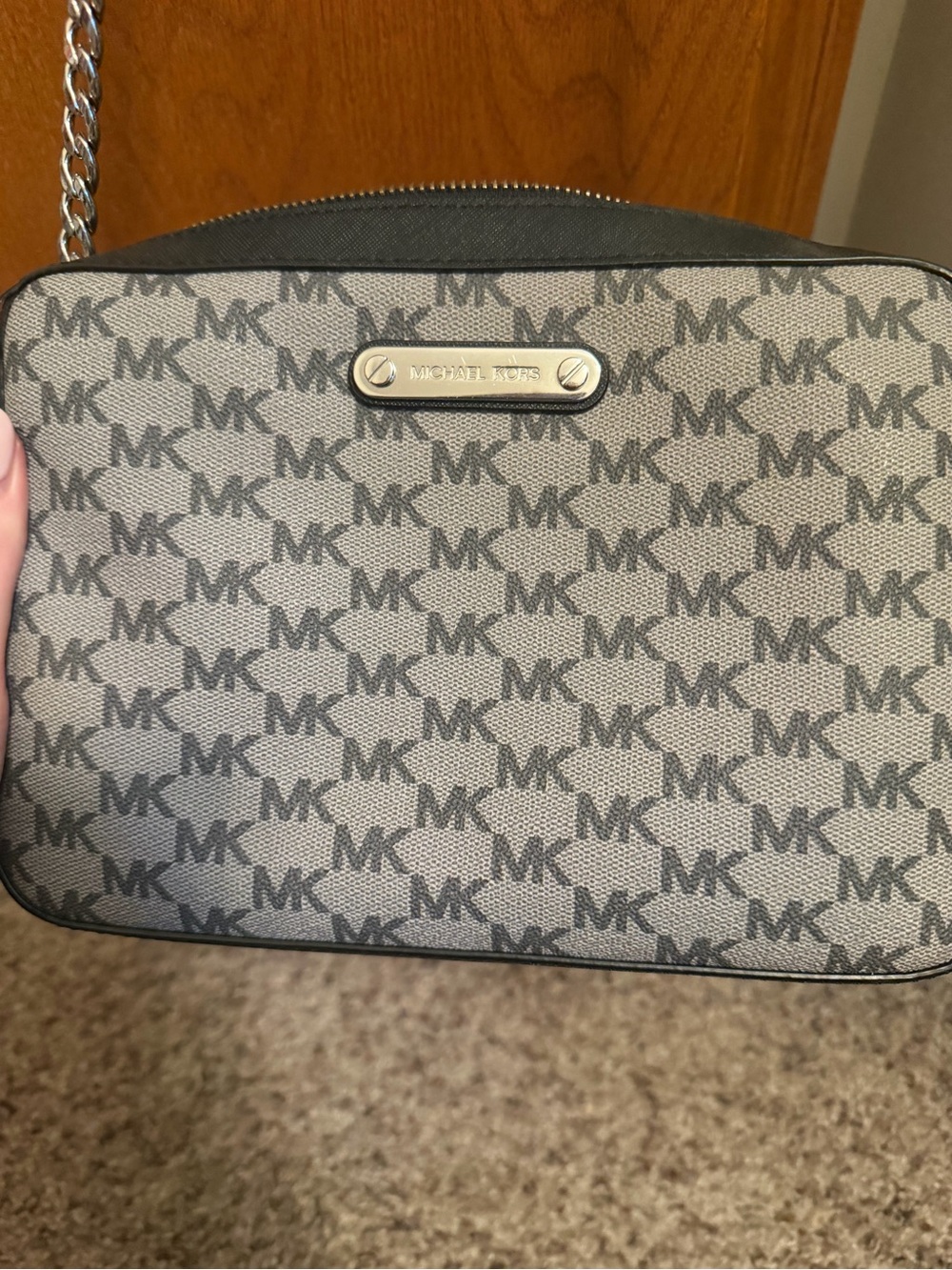 Michael Kors Gray/BlackMK Signature Crossbody Bag